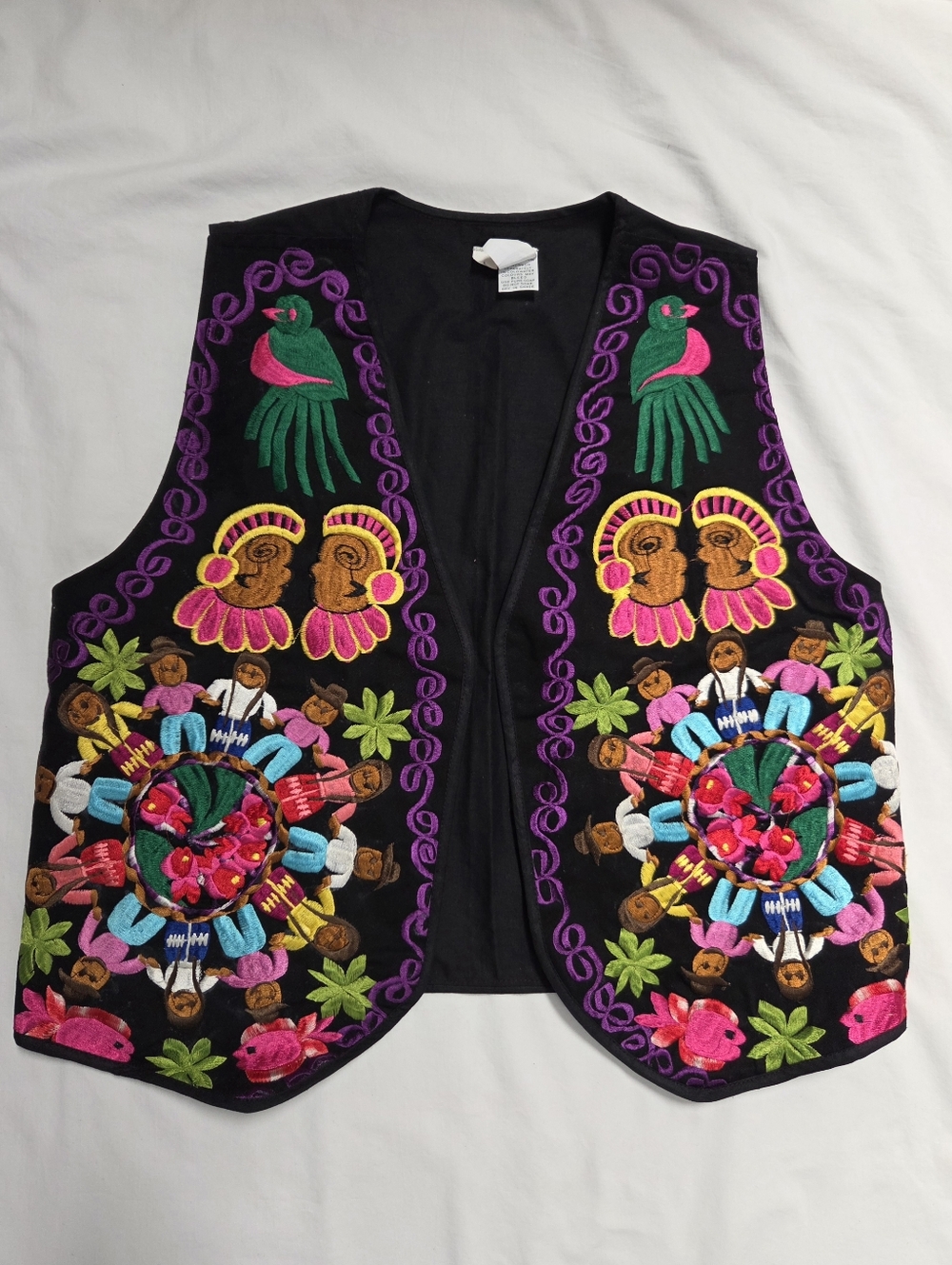 Guatemalan Handmade Embroidered Art To Wear Vest L